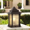 Franklin Iron Works Hickory Point Rustic Farmhouse Outdoor Pier Mount Light Walnut Bronze 16 1/2" Frosted Cream Glass for Exterior Barn Deck House - 2 of 4