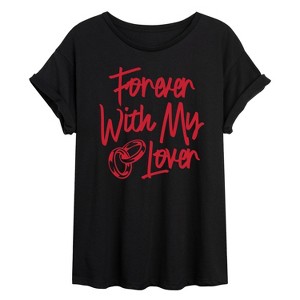 Women's - Instant Message - Forever With My Lover Oversized Graphic T-Shirt - 1 of 4