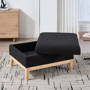CAVINAS 33.86" Storage Ottoman Bench with Reversible Lid,Square Footrest with Rubberwood Legs,Storage Bench for Bedroom,Living Room - 1 of 4