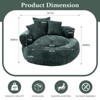 Efomao Round Ultra Soft Chenille Foam Bean Bag Chair - Oversized Comfy with Armrests & 3 Pillows - for Adults/Teens (Green) - 2 of 4