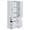 Tall Bathroom Storage Cabinet with 2 Doors, 2 Drawers, Adjustable Shelf & Anti-Tip Kit, Modern Freestanding Unit - 2 of 4