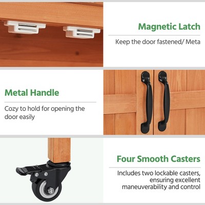 Brown Fir Wood Garden Potting Bench with Metal Tabletop