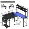 Itopfox Small L-Shaped Gaming Desk with LED Lights & Power Outlets, Reversible Computer Desk with Monitor Stand & Storage Shelf, Corner Desk for Home - 2 of 4
