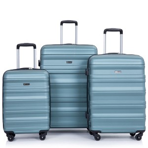 Expandable 3 Piece Luggage Sets PC Lightweight & Durable Suitcase with Two Hooks, Spinner Wheels, TSA Lock, (21/25/29) Peach - 1 of 4