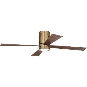 52" Casa Vieja Revue Modern Indoor Hugger Ceiling Fan with LED Light Remote Control Bronze Soft Brass Walnut Opal Glass for Living Room Kitchen House - 1 of 4