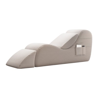 SYFERLORY Ergonomic Yoga Chair with Ottoman - Recliner with Side Pockets & Waist Pillow for Stretching and Relaxing - Fits Living Room or Bedroom，Gray
