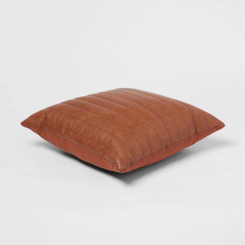 Square Faux Leather Channel Stitch Decorative Throw Pillow - Threshold™, 4 of 6