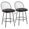 26" Faux Leather Farmhouse Fixed-Height Counter Stool with Removable Seat and Swivel for Kitchen or Island (Set of 2) - 3 of 4