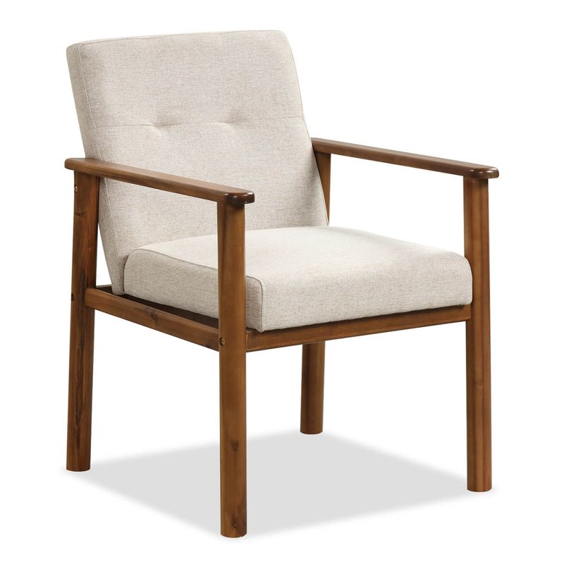 Costway Modern Accent Chair Upholstered Linen Fabric Armchair with Solid Wood Legs, 1 of 9