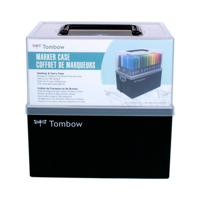 Portable Marker Case, 108 slots - Tombow: Black Plastic Storage & Organization for Craft Supplies