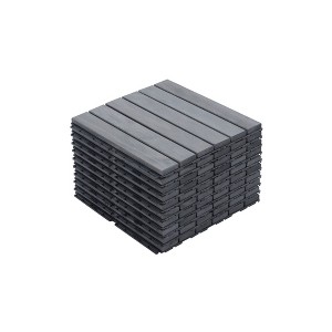GlasFlength Carpet Tiles 10 Pack 12" Acacia Hardwood Interlocking Deck Tiles Striped Outdoor Flooring for Patio Balcony Poolside, Gray, 12"*12"*0.75" - 1 of 4