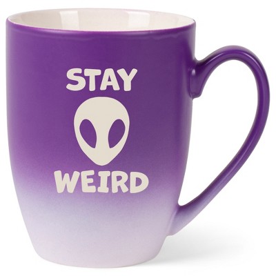 100 North Alien 10 Ounce Purple and White Two Toned Ombre, Comfortably Fits Your Hands, Ceramic Tea Coffee Cup Mug, Stay Weird