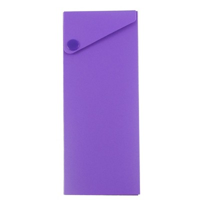 JAM Paper Plastic Sliding Pencil Case Box with Button Snap Purple 2166513300