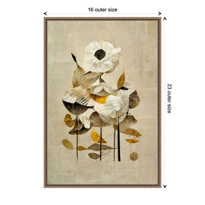 Sylvie Beaded Bronze Framed Abstract Floral Canvas Art