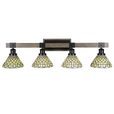 Toltec Lighting Tacoma 4 - Light Vanity in  Black/Painted Wood with 7" Starlight Art Glass Shade
