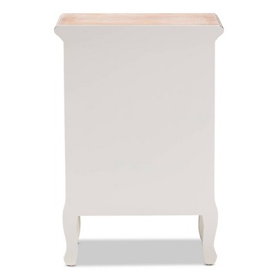 Capucine Whitewashed Oak and White 3-Drawer Nightstand