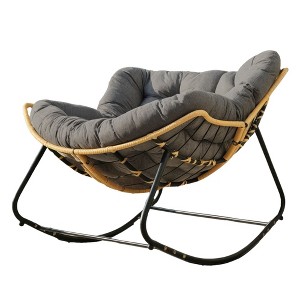 Sapphtopaz Modern Accent Chair Large Rocking Chair with Upholstered Lounge Chair with Rattan Wicker Egg Chairs for Living Room, Bedroom, Porch - 1 of 4
