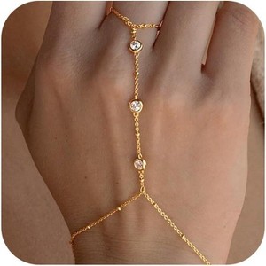 Gold Bracelets for Women Waterproof, 14K Real Gold Jewelry Sets Trendy Thin Dainty Stackable Cuban Link - 1 of 4