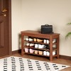 PDTEND 100% Solid Wood Shoe Rack & Bench for Entrance, Corridor & Aisle - 2 of 4