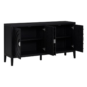 ACEPANO 60 in. W Vintage Sideboard with Circular Groove Design and Round Metal Door Handles-Antique Black - 1 of 4