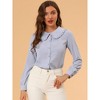 INSPIRE CHIC Women's Swiss Dots Peter Pan Collar Long Sleeve Button Down Shirt - 2 of 4