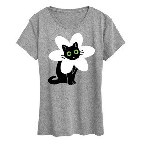 Women's - Instant Message - Derpy Flower Cat Short Sleeve Graphic T-Shirt - 1 of 4