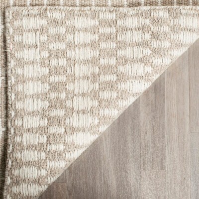 Beige Ivory Diamond Handwoven Wool-Cotton 8' x 10' Rug