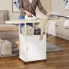 PAKASEPT Rolling Ironing Board with Storage Cabinet, Wooden Folding Ironing Board with Wheels, Craft Table with Storage and Heat-Resistant Sponge - 3 of 4