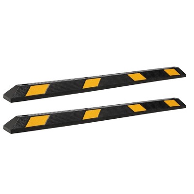 Parking Stop, 72.8" Long Rubber Curb with Mounting Holes, 55000 Lb Capacity with 8 Reflective Strips Black/Yellow - for Job Sites & Garages
