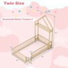 Safstar Twin Size House Floor Bed w/House-shaped Headboard Clothes Hanger without Slats - 2 of 4