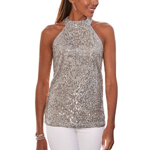 Women's Sequin Halter Top - LASCANA - 1 of 4