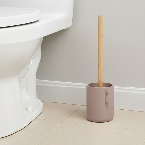 Evideco French Home Goods Stylish Toilet Brush and Holder Set with Natural Bamboo handle - 1 of 4