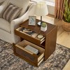 Nightstand with Charging Station with Two Drawers and Glass Cabinet Open Shelf with Outlet Hole for Bedroom Living Room or Dorm-The Pop Home - 3 of 4