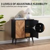 Accent Cabinet with Adjustable Shelf, Kitchen Storage Cabinet with Herringbone Design, Black Sideboard for Living Room, Kitchen, Entryway - 4 of 4