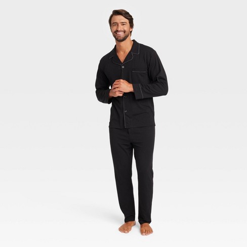 Hanes Premium Men's Knit Long Sleeve Pajama Set 2pc - Black XXL