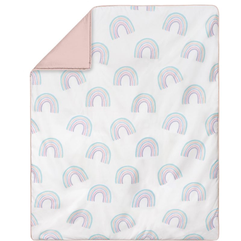 Sweet Jojo Designs Girl Baby Crib Bedding Set - Rainbow Pink and Blue 4pc, 4 of 8