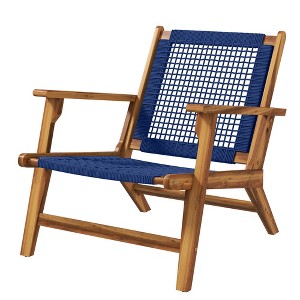 Wood Adirondack Chair, Modern Fire Pit Chair, PP Rope Coconino Lounge Style Chair with High Support Backrest - 1 of 4