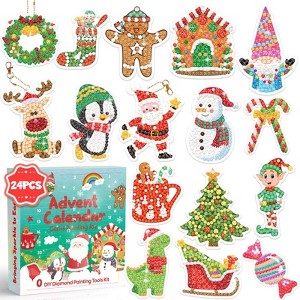 Aoibox Diamond Painting Advent Calendar 2025 24pcs DIY Gem Art Keychains Kit for Kids Girls Ages 4-8 8-12 Adults Christmas Crafts - 1 of 4