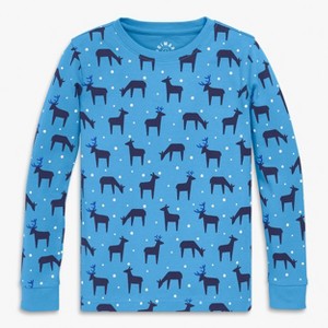Primary Kids Organic Long Sleeve Pj Top In Holiday Animal Friends - 1 of 4