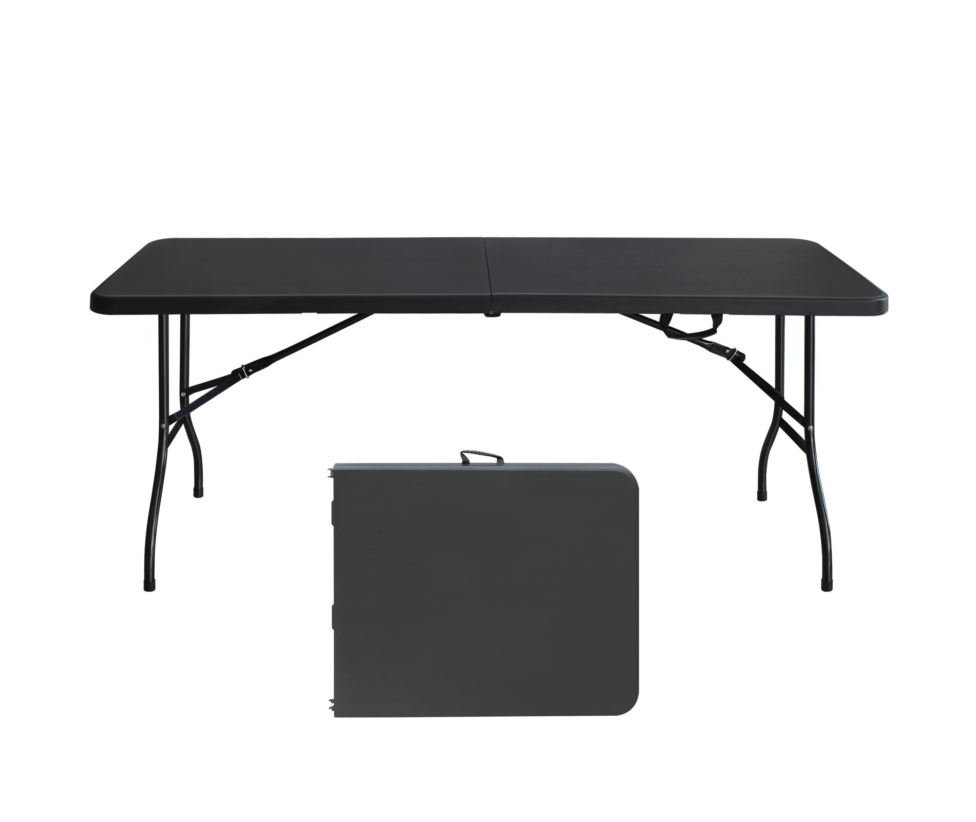 Gulches Black 6ft Portable Folding Table, Heavy-Duty Indoor Outdoor Table, Waterproof for Camping Parties