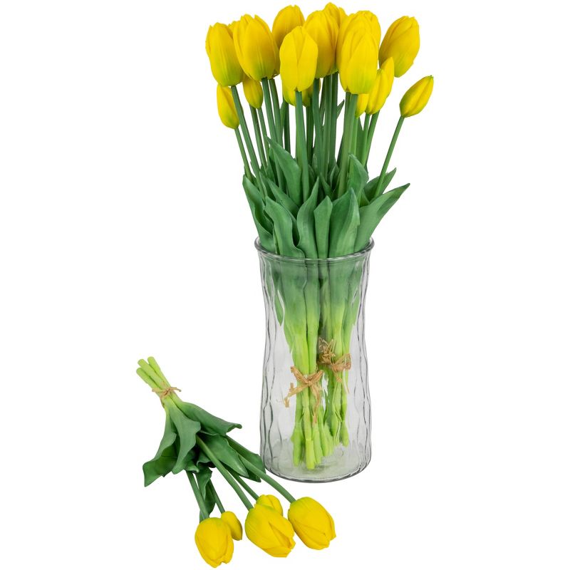 Northlight Real Touch™ Yellow Artificial Tulip Floral Bundles, Set of 6 - 18", 3 of 10