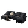 120" Modular Corduroy Sectional Sofa Bed U-Shape 4-Seater Storage Chaise Console Cup Holders Hardwood Frame Living Room Apartment Lounge - 3 of 4