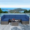 Rbied 7-Piece Wicker Outdoor Sofa Sectional Set Conversation Sets with Cushions - 2 of 4