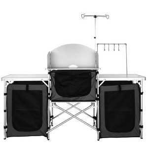 AZL1 Life Concept Folding Table 3 Cupboard Detachable Windscreen Storage Carrying Bag Quick Set up for Picnics BBQ RV, Black, 31.89"*6.3"*21.26" - 1 of 4