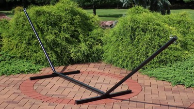 15 ft Black Heavy-Duty Steel Hammock Stand with Adjustable Hooks