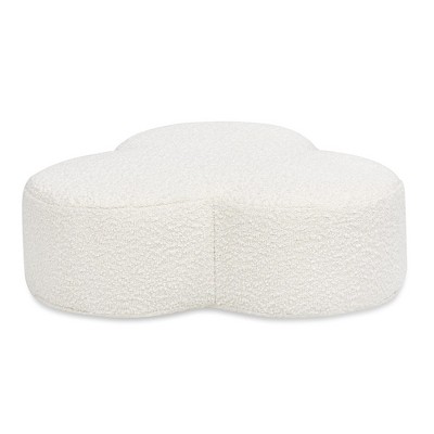 Ivory White Boucle Clover Shaped Accent Ottoman