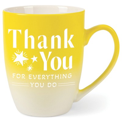 Elanze Designs Thank You Everything You Do Two Toned Ombre Matte Yellow and White 12 ounce Ceramic Stoneware Coffee Cup Mug