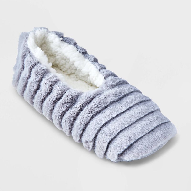 Women's Faux Fur Cozy Pull-On Slipper Socks with Grippers, 1 of 12