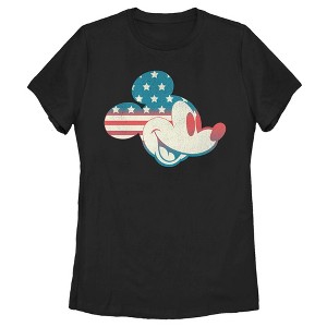 Women's Mickey & Friends Fourth of July Mickey Mouse Face T-Shirt - 1 of 4