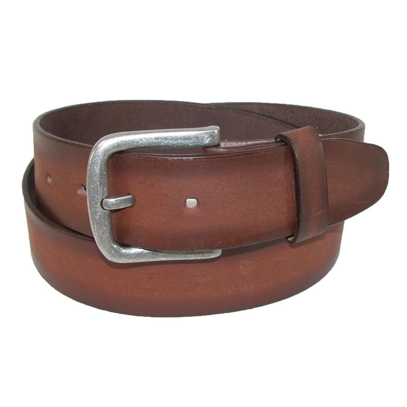 CTM Men's Burnished Leather Bridle Belt with Removable Buckle, 1 of 3